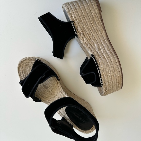 Celine Espadrilles Black Velvet Sandals Wedge Platforms size 40 New with box - Picture 2 of 10